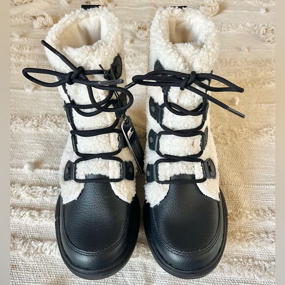 Sorel Women's Explorer II Joan Cozy Black White Sea Salt Boots size 6 - Picture 5 of 10
